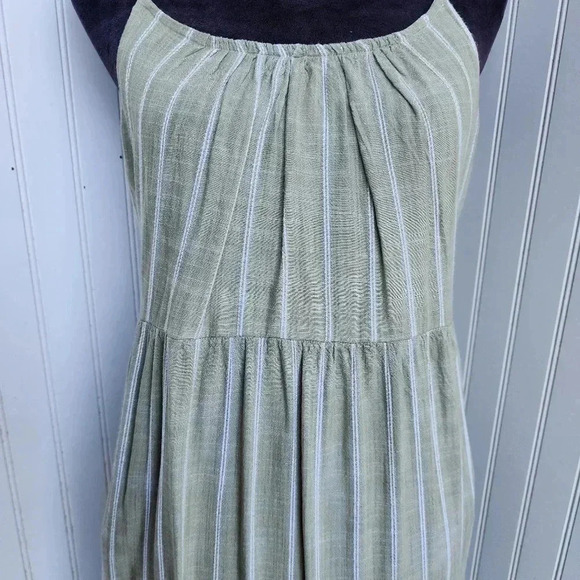 Robbie Bee Green White Stripe Strap Rayon Maxi Dress Tank Sz PM - Picture 3 of 14